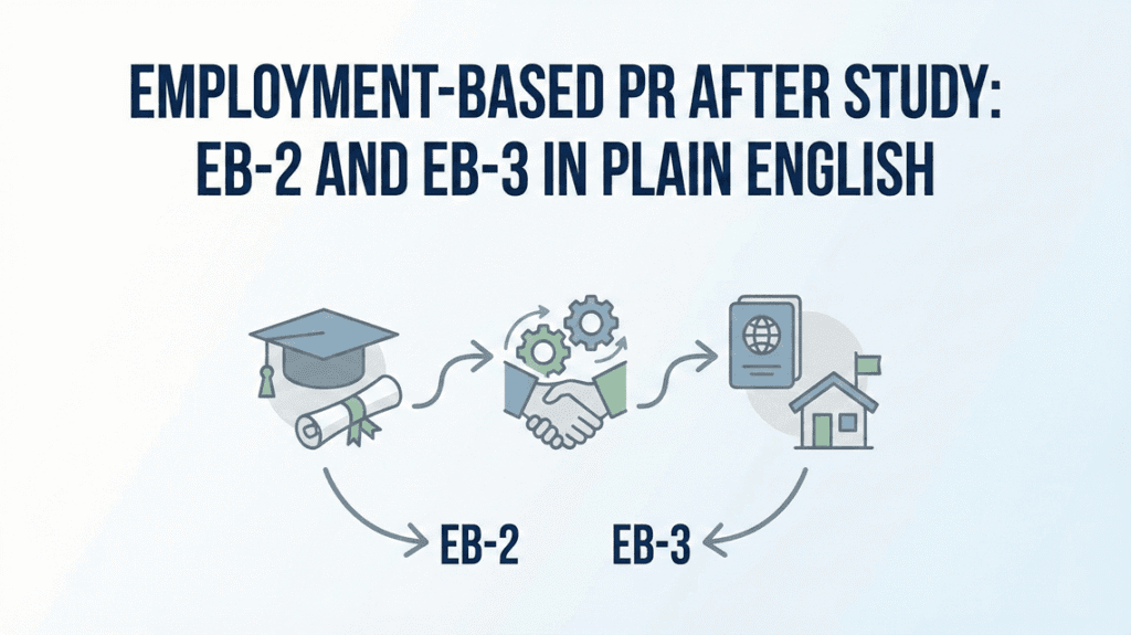 Employment-based PR after study EB-2 and EB-3 in plain English