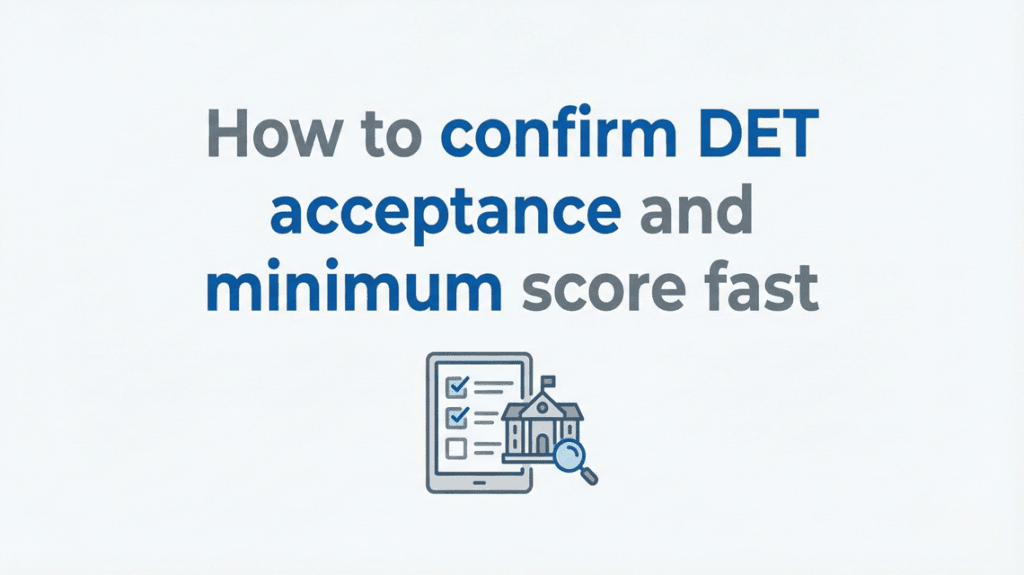 How to confirm DET acceptance and minimum score fast